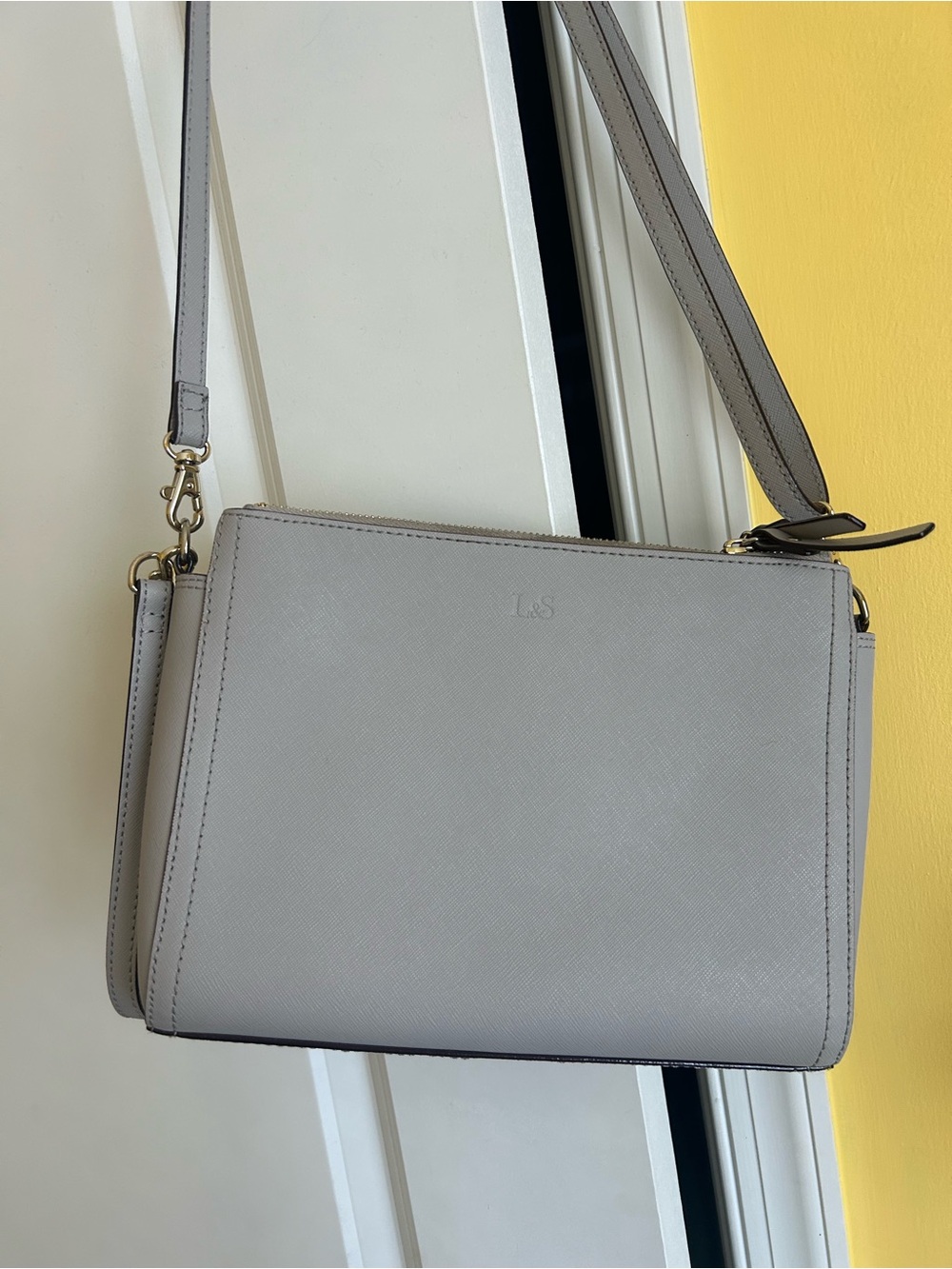 Lo and Sons Pearl Bag in Light Gray Saffiano